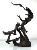 Buck McCain (b. 1943), a bronze group entitled 'Soaring Spirits' modelled as a Native American and