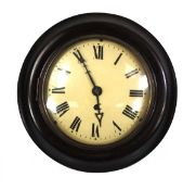 A late 19th century fusee wall clock, the convex glass cover over a painted 7.5 inch dial with Roman