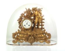 A 19th century French mantle clock, the movement stamped 'RM' and striking on a bell, the 3.5 inch