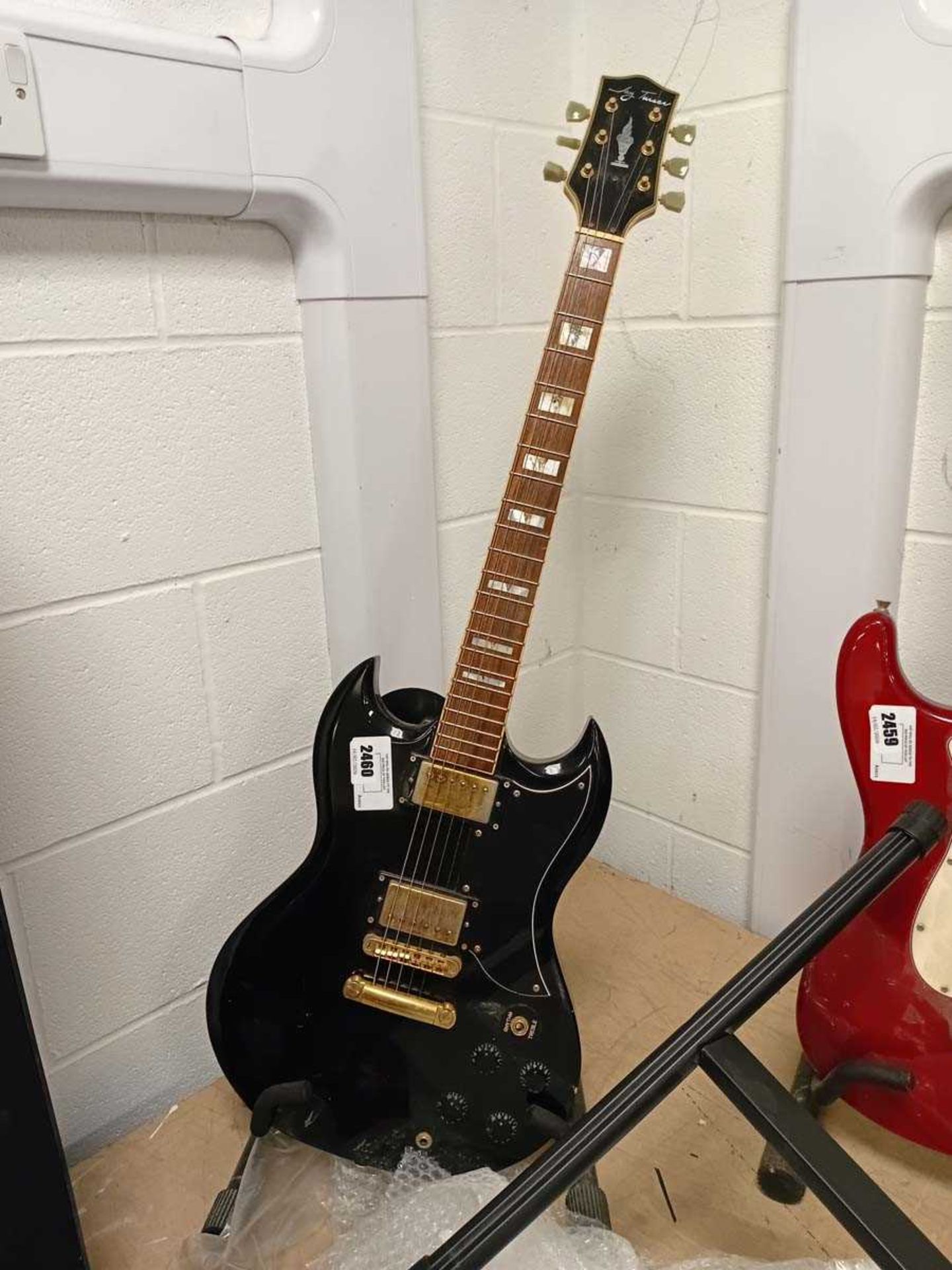 +VAT Jay Tuson 6 string electric guitar in black (1 string missing)