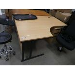 L shaped corner office desk with a three drawer office filing cabinet