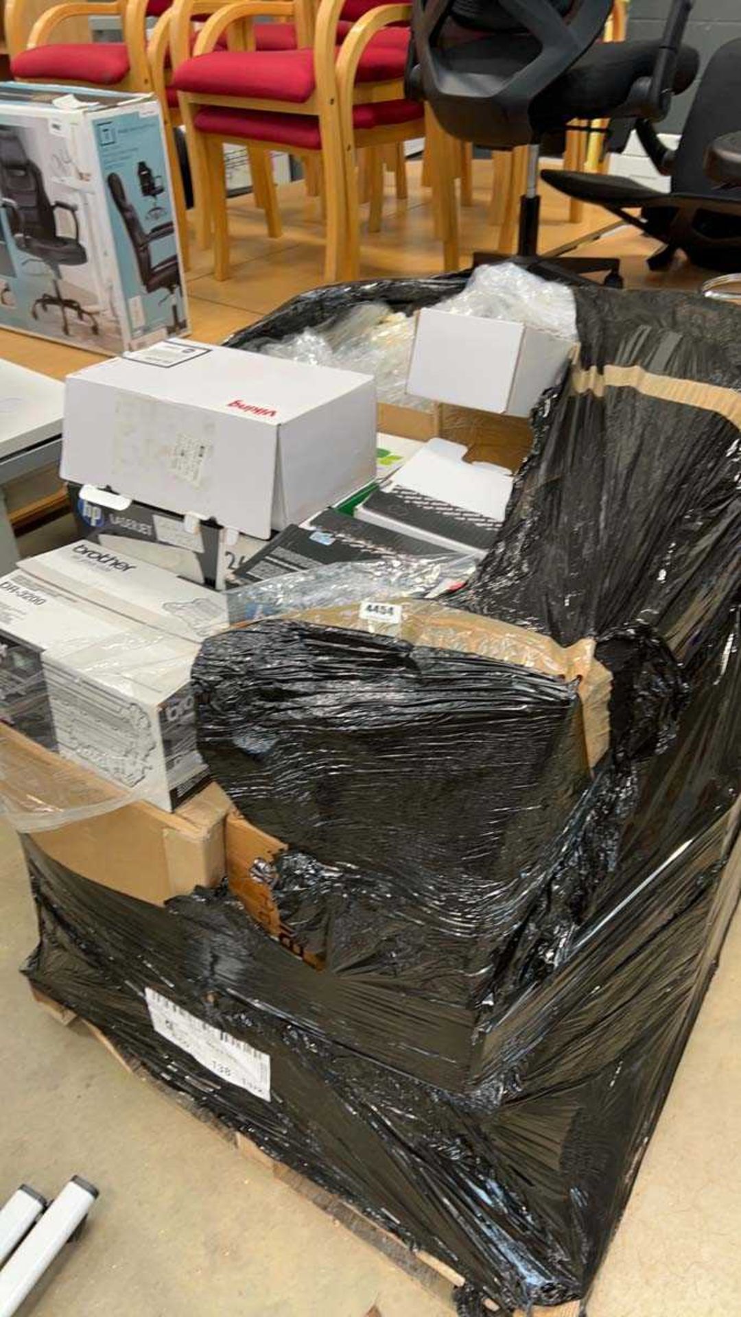 Pallet containing a quantity of items, to include HP Laser Jet, Brother drum unit, toner