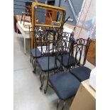 Metal and glazed dining table plus six matching chairs (incomplete)