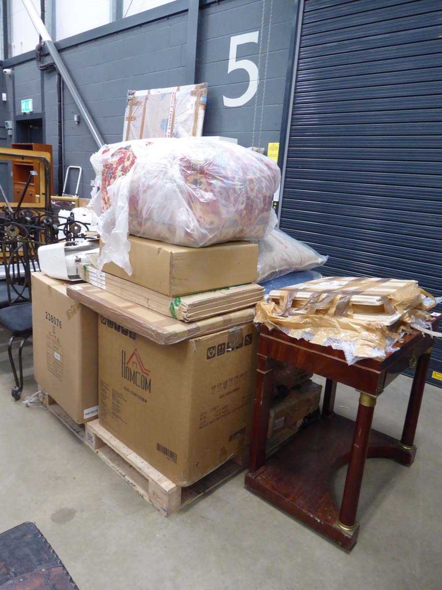 +VAT Pallet containing a large quantity of furniture parts, cushions and a Brother sewing machine