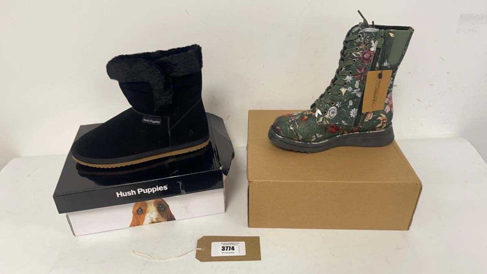 +VAT 2x Boxed pairs of boots to include Hush Puppies UK6 & Heavenly Feet UK5