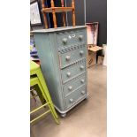 Painted pine narrow chest of 5 drawers