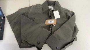 +VAT COS Wool Trimmed Long Car Coat Dark Khaki Size UK 6