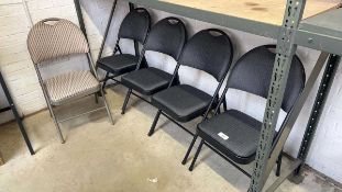 +VAT Set of 4 dark grey upholstered metal framed folding conference chairs, together with 1