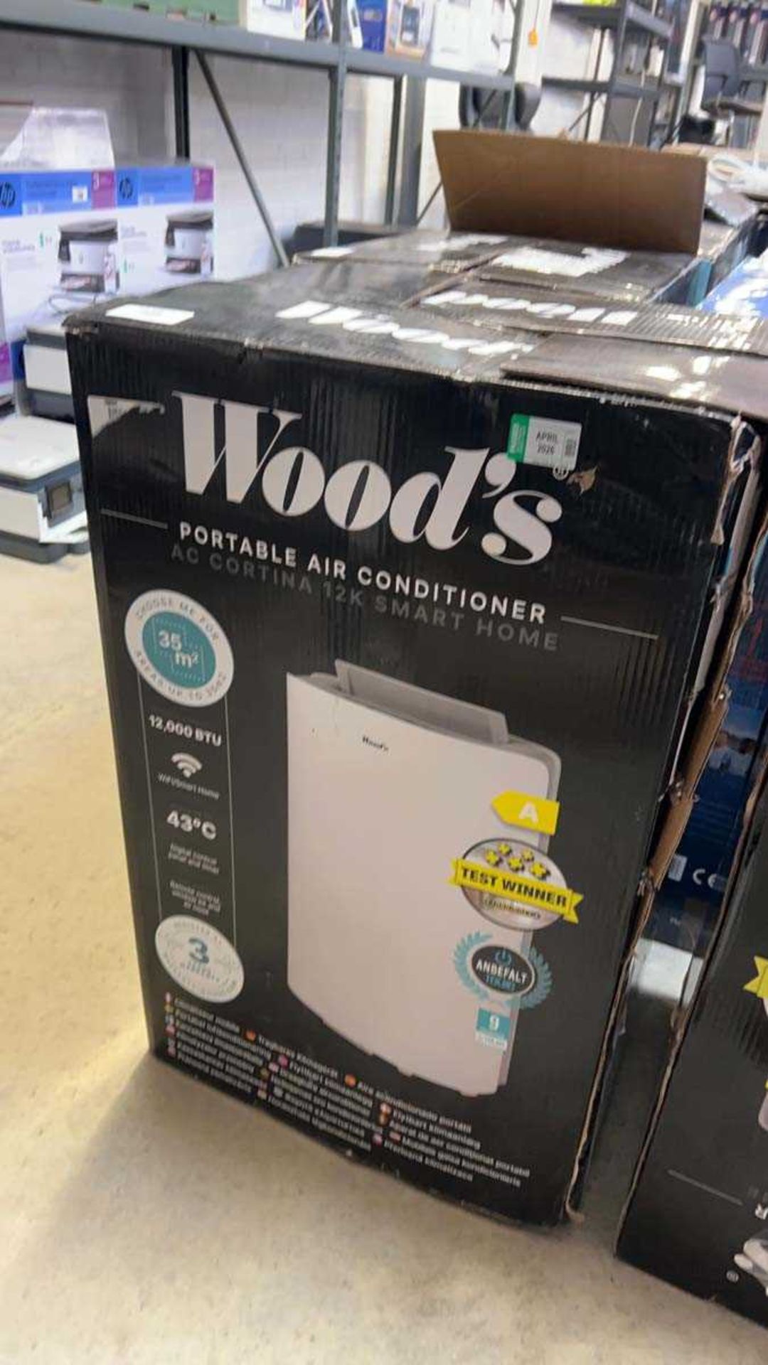+VAT Wood's Cortina 12K Smart Home portable air conditioning unit, boxed