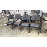 +VAT Set of 4 dark grey upholstered metal framed folding conference chairs