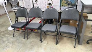 +VAT Set of 4 dark grey upholstered metal framed folding conference chairs
