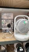 +VAT 2 Philips table top fans, together with a boxed Shark FlexBreeze HydroGo fan and a Russell