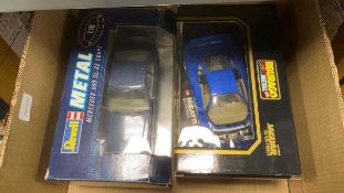 Box of diecast Burago cars - Jaguar SS 100 (1937), Mercedes-Benz 500 SL-39 Coupe