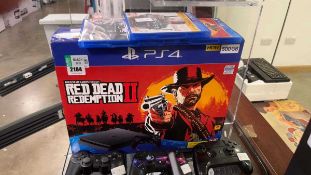 500GB Red Dead Redemption 2 edition PlayStation 4, boxed with controllers and games