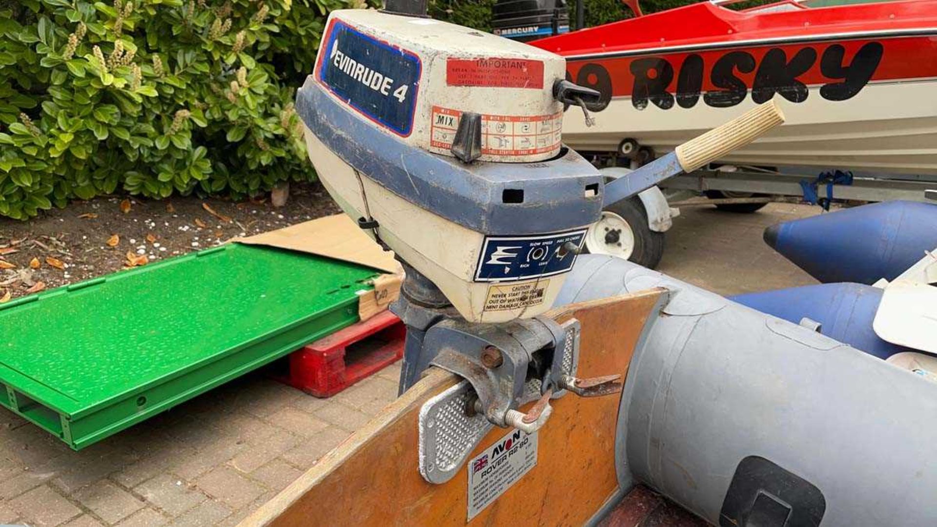 Avon Rover R2-80 inflatable dinghy with a 3 Evinrude outboard petrol motor
