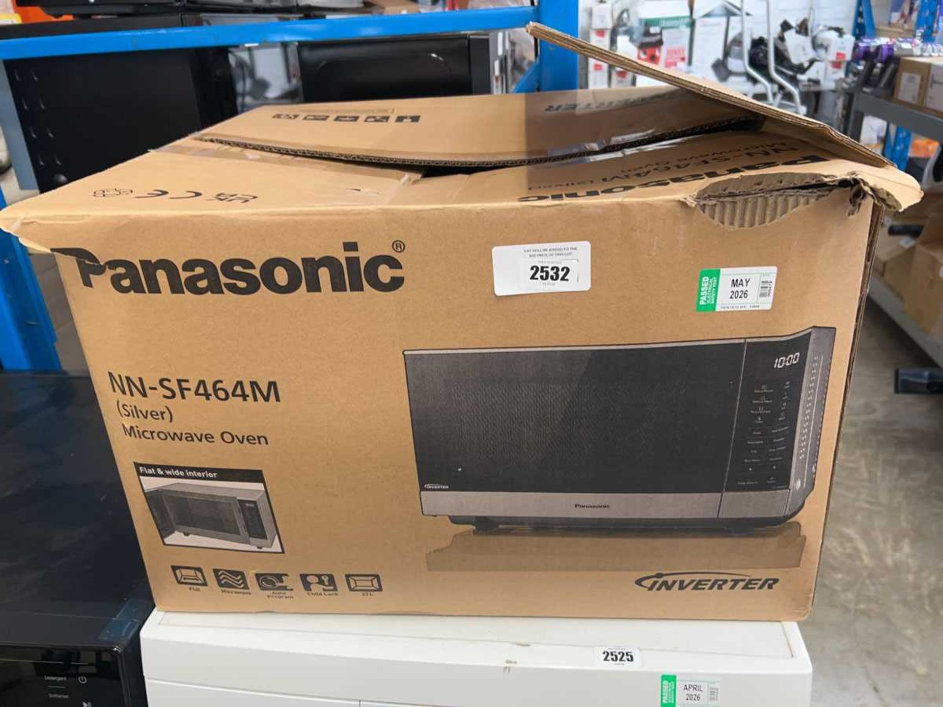 +VAT Boxed Panasonic NN-SF464M inverter digital microwave oven in black and silver