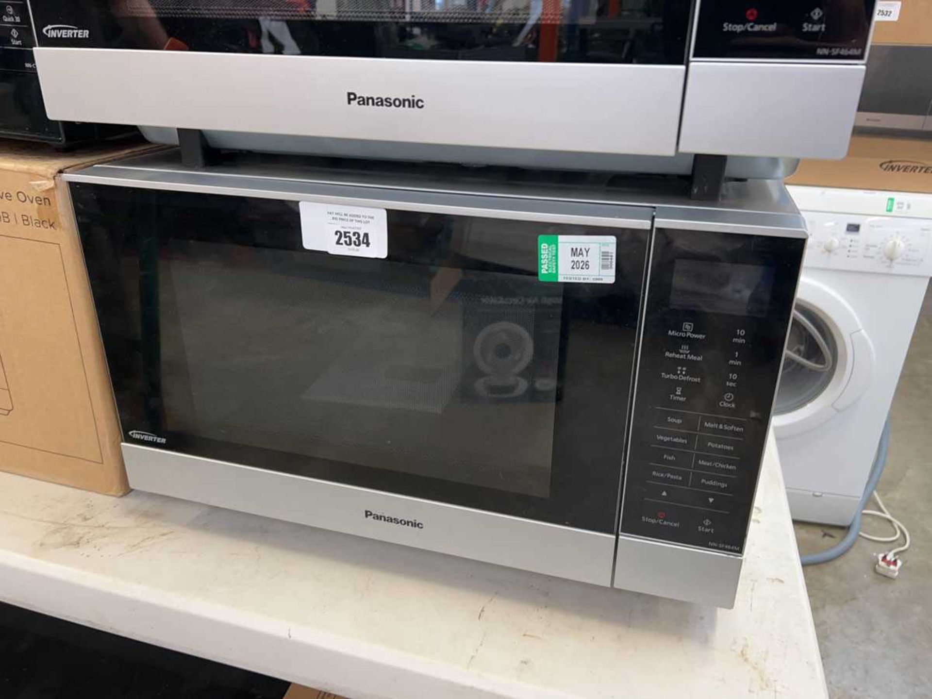 +VAT Unboxed Panasonic NN-SF464M inverter digital microwave oven in black and silver