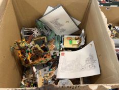 Box containing Lego from The Lord of the Rings Rivendell set Not checked, may be incomplete