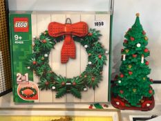 Boxed Lego Christmas wreath (40426) with Lego Christmas tree (40573) Not checked, may be incomplete