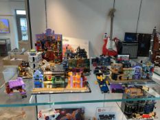 Shelf of Harry Potter mainly Diagon Alley Lego incl. shops, Greenbox Bank, Weasleys' Wizard