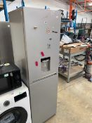 Beko upright fridge freezer with water dispenser in silver