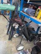 Halson golf bag containing Halson golf clubs and 2 wheel golf trolley
