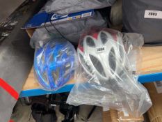 2 packaged bike helmets