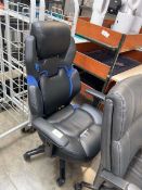 +VAT DPS black and blue leatherette office armchair on 5 star base Rip to seat