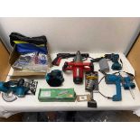 +VAT Power tools to include Einhell auger drill unit, circular saw, a glue gun, cordless drill,