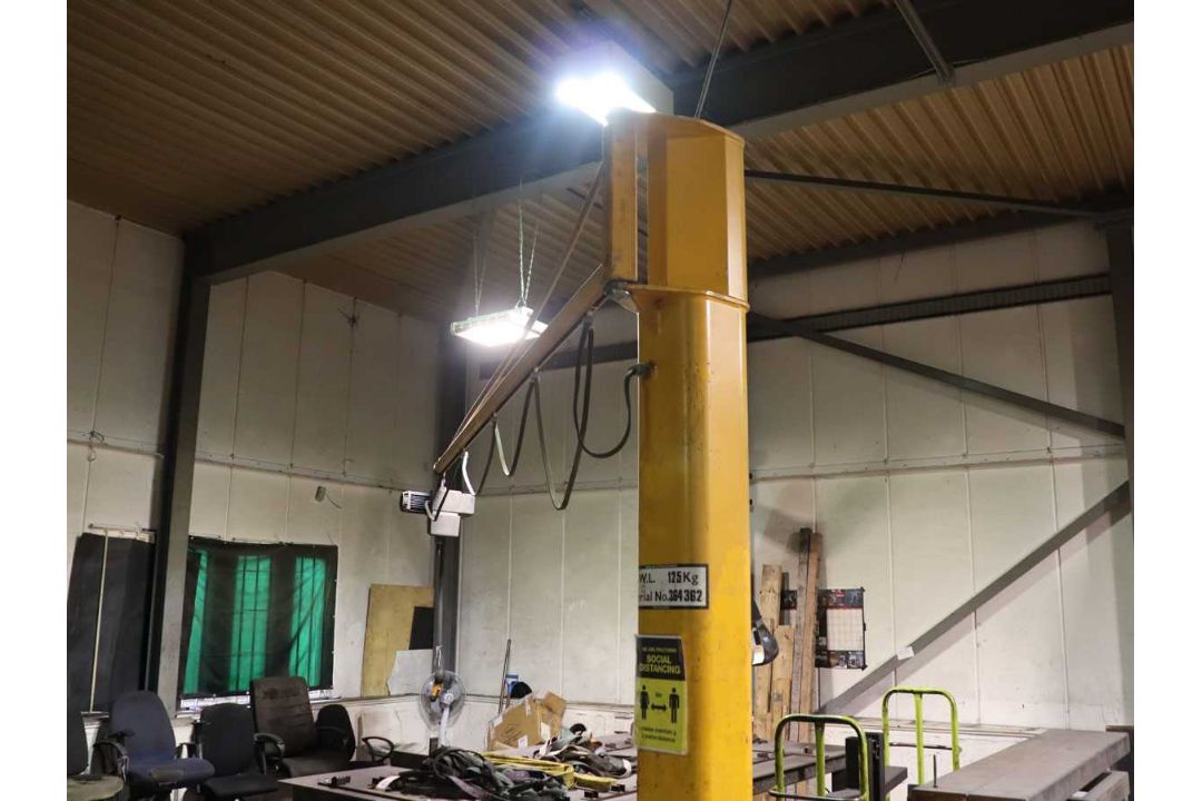 +VAT Yellow 125kg capacity jib crane with Demag electric chain hoist - Image 2 of 9