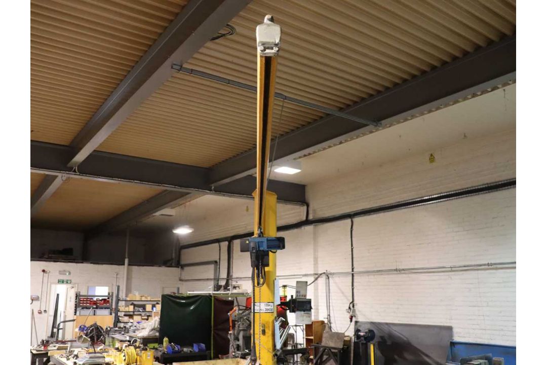 +VAT Yellow 125kg capacity jib crane with Demag electric chain hoist - Image 10 of 10