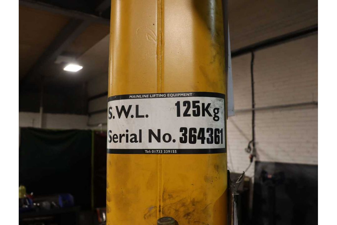 +VAT Yellow 125kg capacity jib crane with Demag electric chain hoist - Image 2 of 10