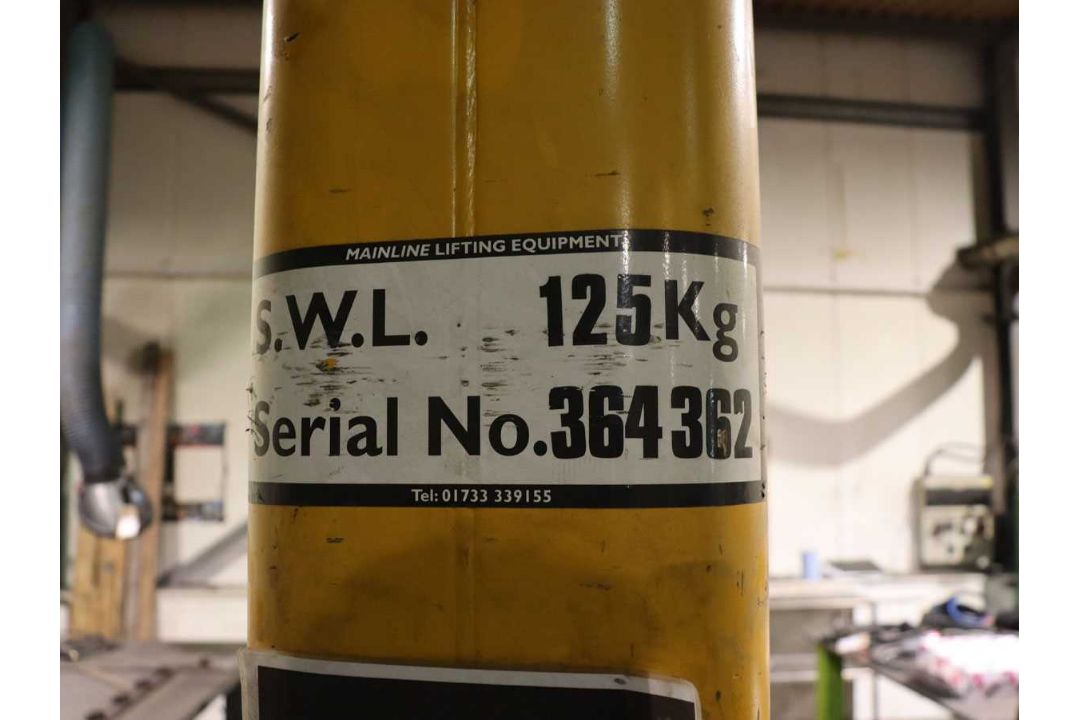 +VAT Yellow 125kg capacity jib crane with Demag electric chain hoist - Image 3 of 9