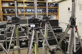 +VAT Manfrotto 087NW heavy duty steel wind up camera stand on castors. Max load 30Kg, Max height