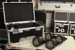 +VAT Set of four Astera AX5 Triple PAR spotlights with associated cable in flight case