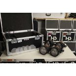 +VAT Set of four Astera AX5 Triple PAR spotlights with associated cable in flight case