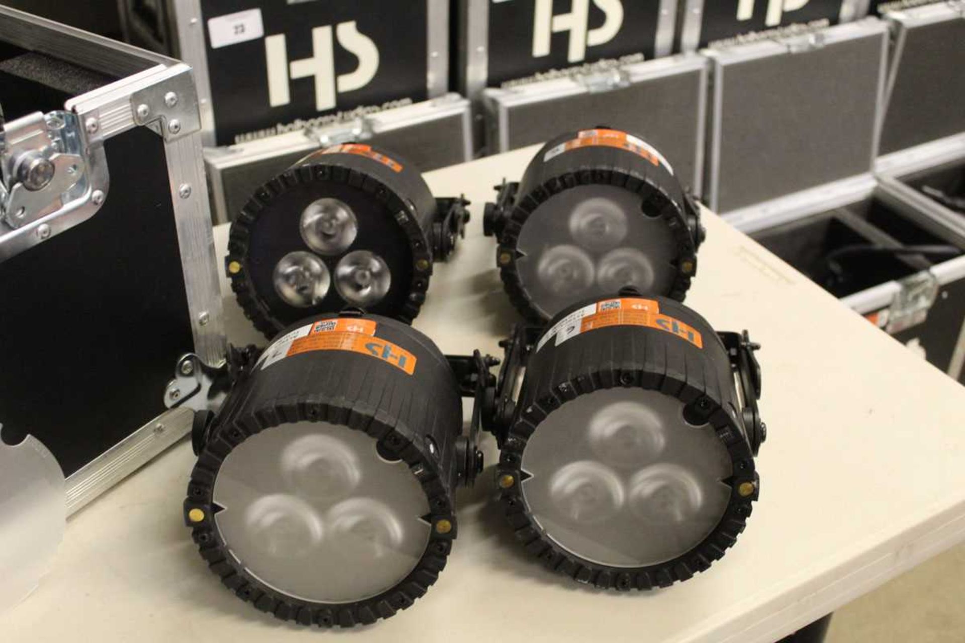 +VAT Set of four Astera AX5 Triple PAR spotlights with associated cable in flight case - Image 3 of 6