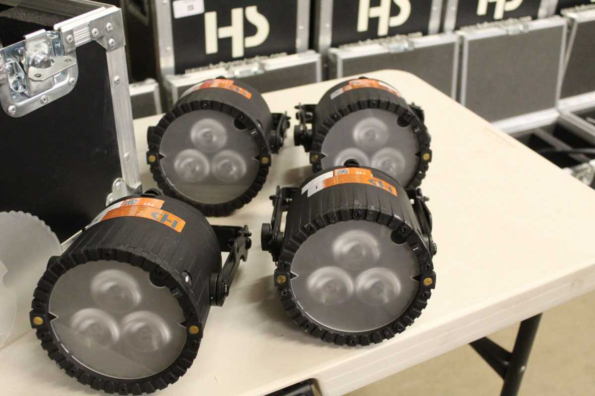 +VAT Set of four Astera AX5 Triple PAR spotlights with associated cable in flight case - Image 3 of 7