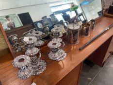 Collection of EPNS including 2x three branch candelabras and a coffee service