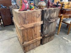 Two large vintage wooden shipping crates