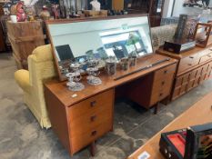 Mid Century teak dressing unit with long mirror over