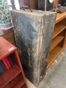 Long metal twin handled RAF storage trunk
