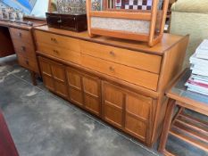 Mid Century teak sideboard with four upper drawers
