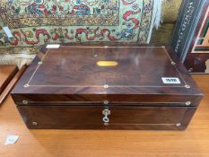 Victorian Rosewood writing slope with red leather insert
