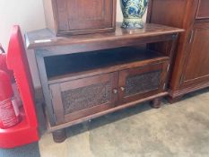 +VAT Modern hardwood finish entertainment unit with rattan door fronts