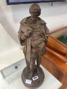 Patinated brass ornament of William Shakespeare
