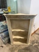 White painted hanging corner shelving unit