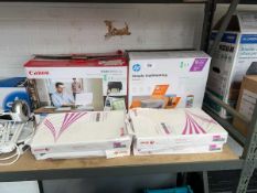 +VAT Boxed Canon Pixma TR4750I wireless printer together with a HP Desk Jet 4130E printer and 4