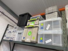 +VAT Shelf containing a large qty of mixed size storage boxes