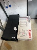 +VAT Dismantled 5 tier plastic storage rack together with a boxed Midi two door storage cabinet